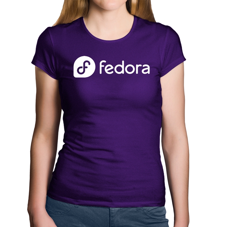 Baby Look Algodão Fedora Linux Logo - Roxa