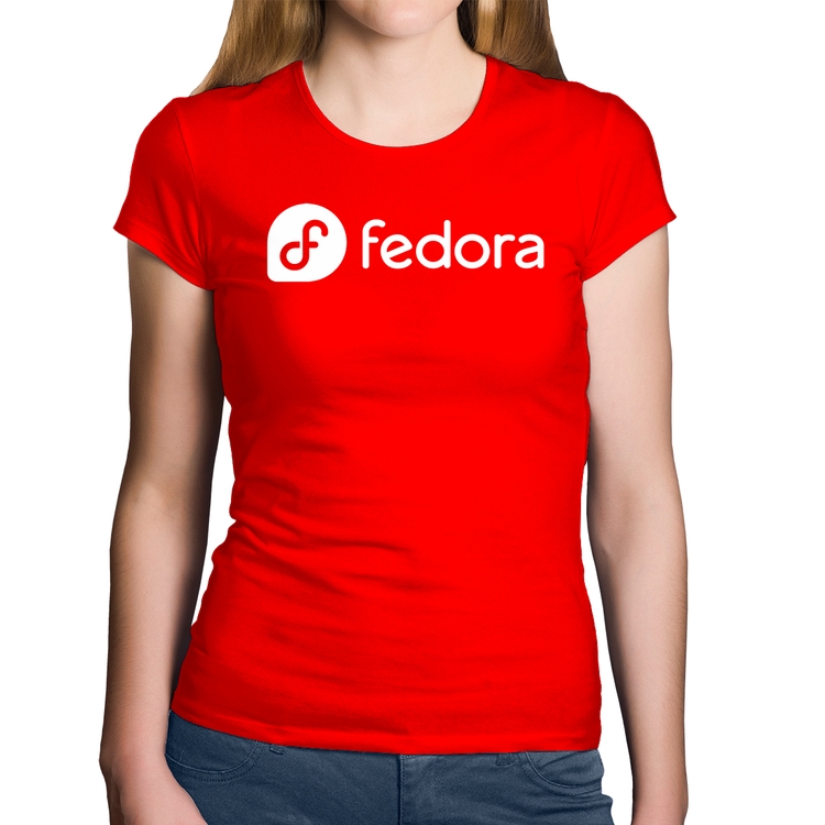 Baby Look Algodão Fedora Linux Logo - Vermelha