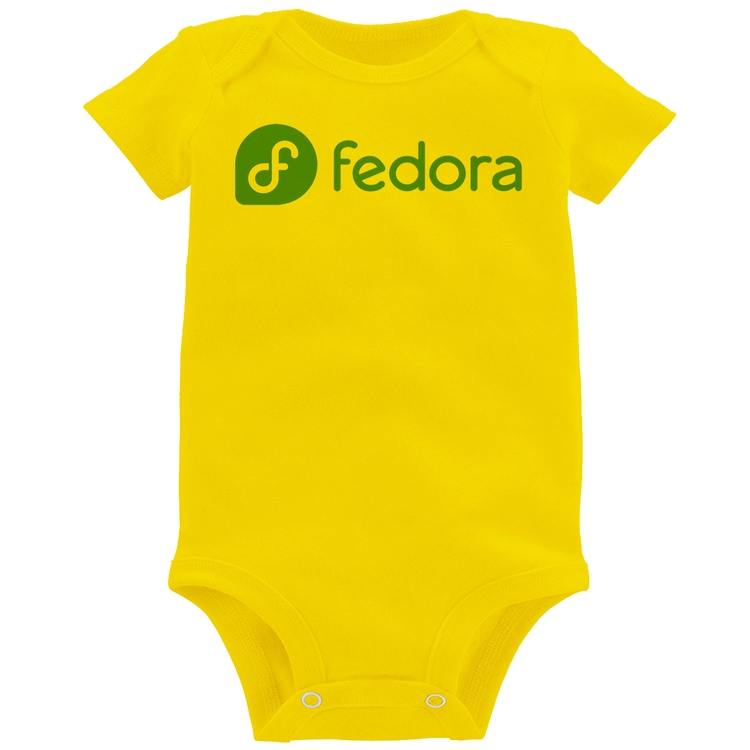 Body Bebê Fedora Linux Logo - Amarelo