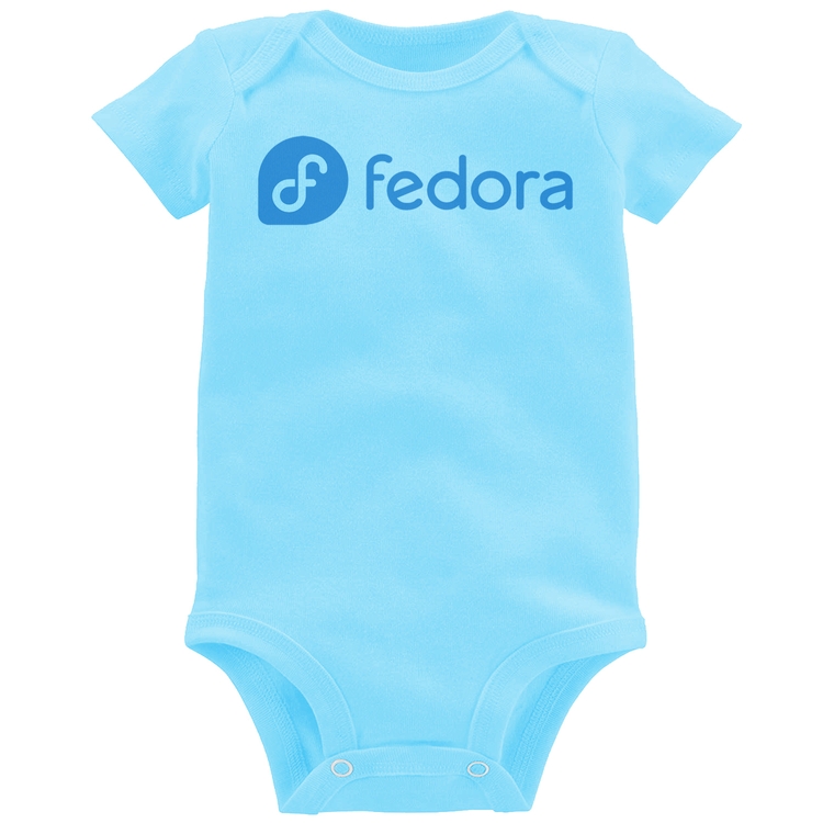 Body Bebê Fedora Linux Logo - Azul Bebê