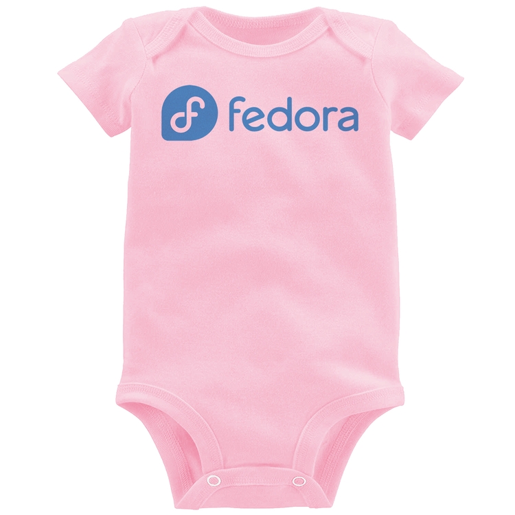 Body Bebê Fedora Linux Logo - Rosa Bebê