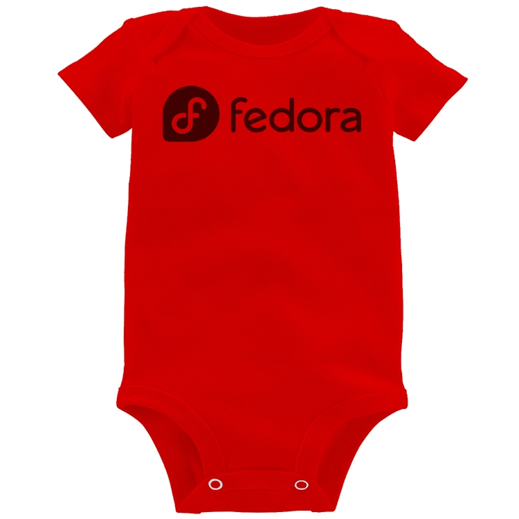 Body Bebê Fedora Linux Logo - Vermelho