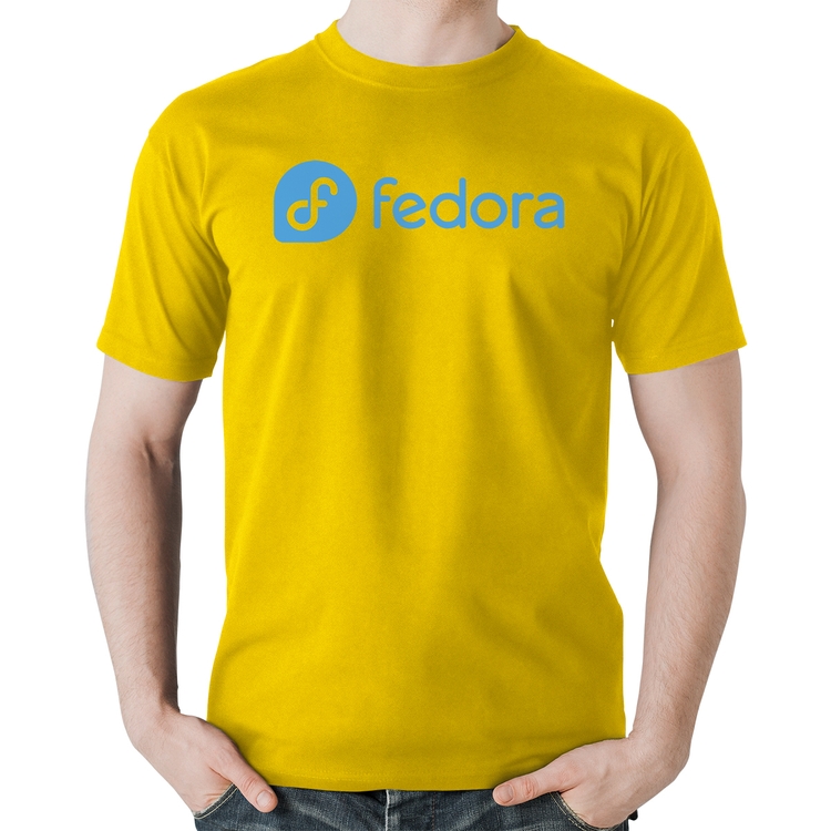 Camiseta Algodão Fedora Linux Logo - Amarela