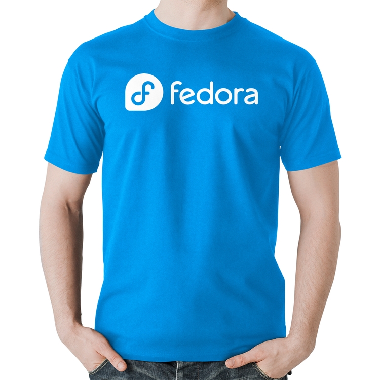 Camiseta Algodão Fedora Linux Logo - Azul