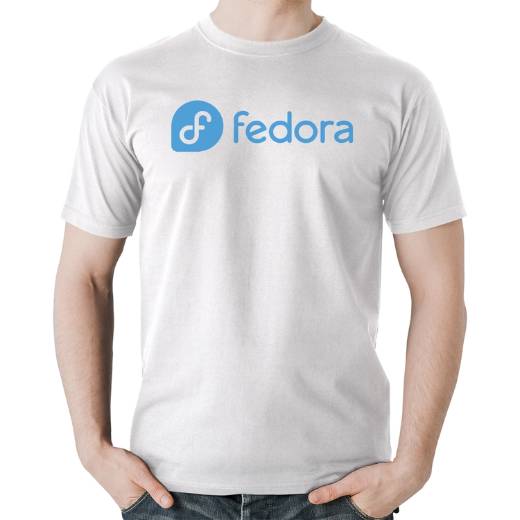 Camiseta Algodão Fedora Linux Logo - Branca