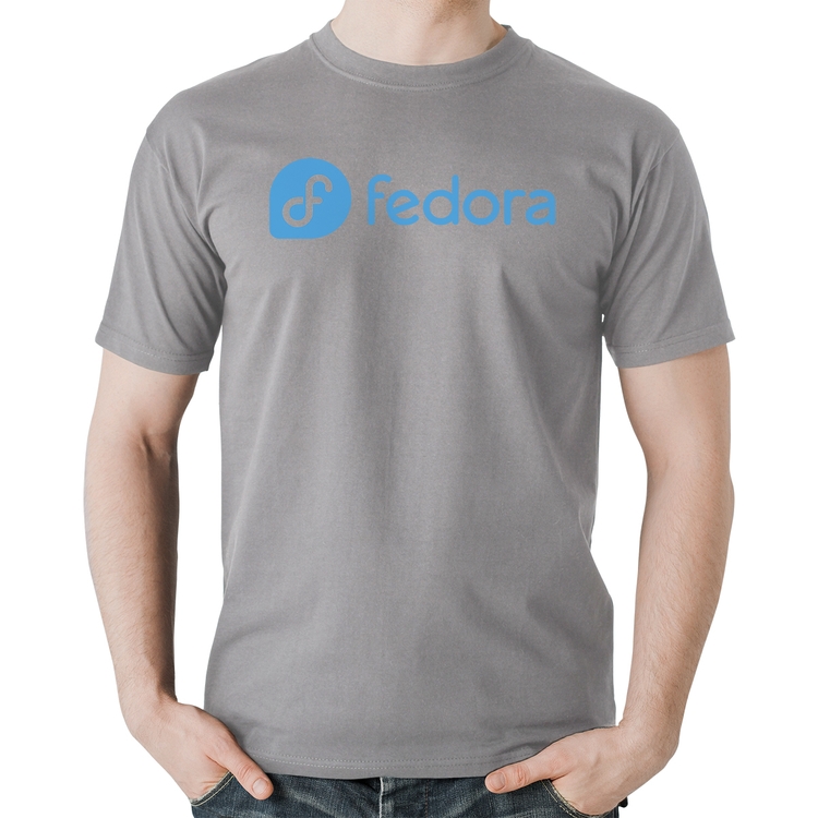 Camiseta Algodão Fedora Linux Logo - Cinza