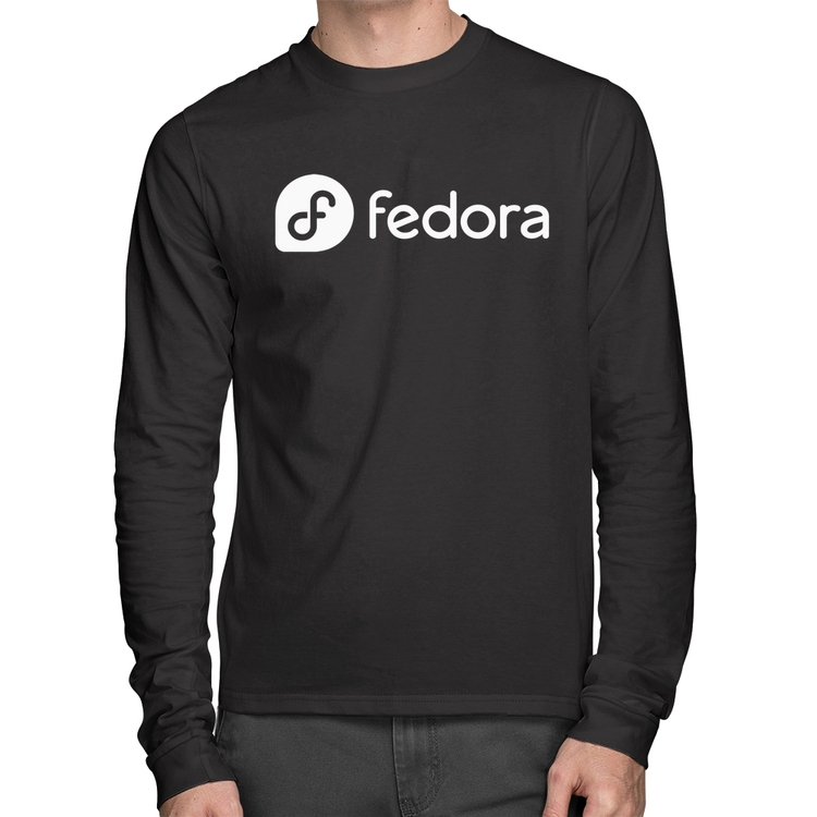 Camiseta Algodão Fedora Linux Logo Manga Longa