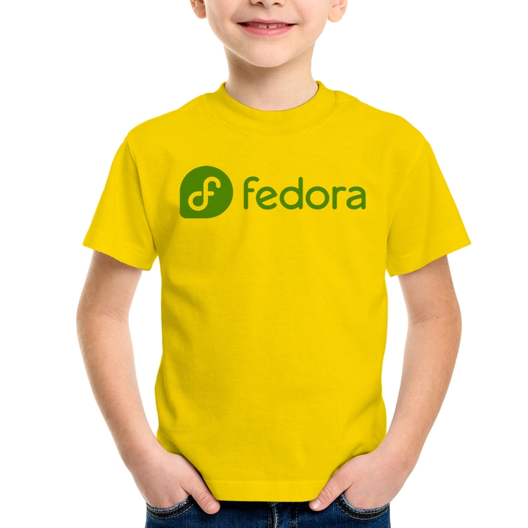 Camiseta Infantil Fedora Linux Logo - Amarela