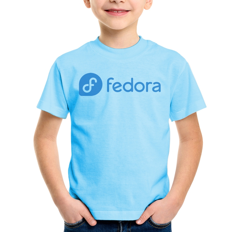 Camiseta Infantil Fedora Linux Logo - Azul Bebê