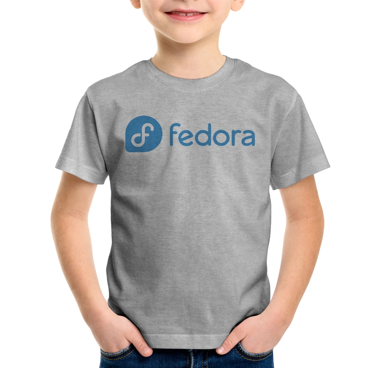 Camiseta Infantil Fedora Linux Logo - Cinza