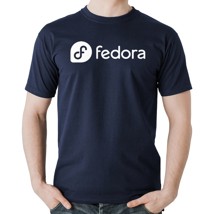 Camiseta Algodão Fedora Linux Logo - Marinho