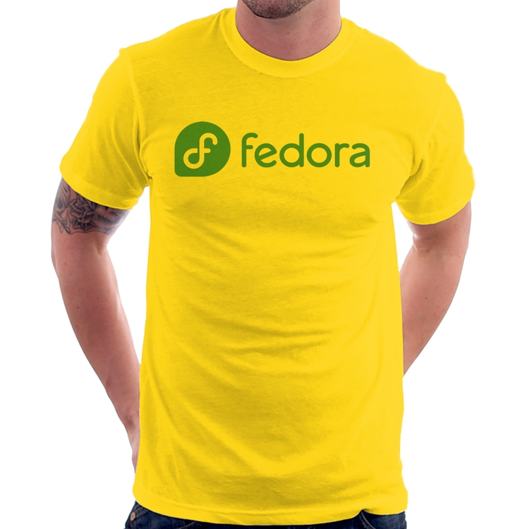 Camiseta Fedora Linux Logo - Amarela