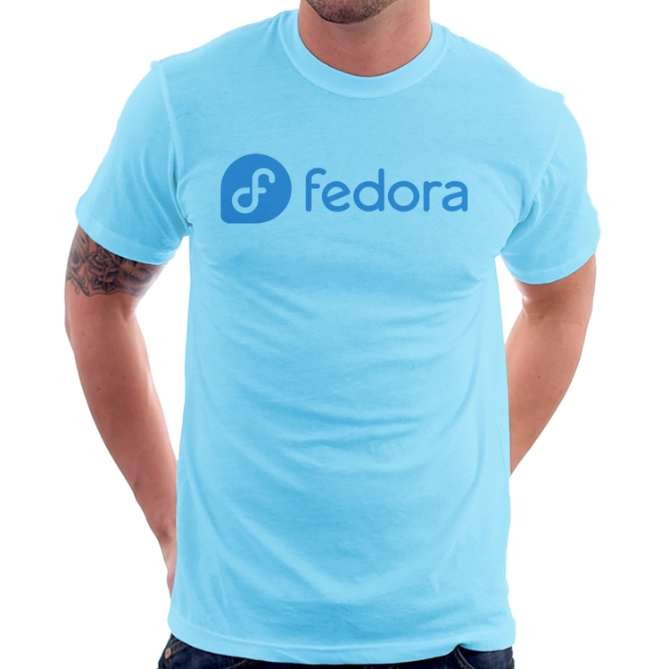 Camiseta Fedora Linux Logo - Azul Bebê