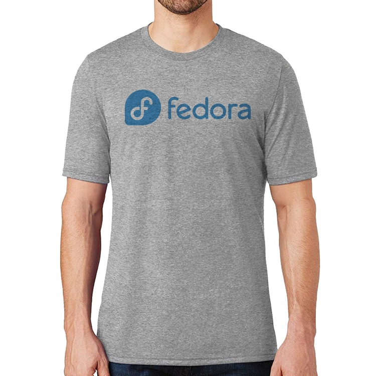Camiseta Fedora Linux Logo - Cinza