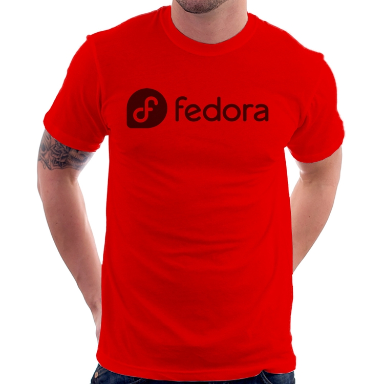 Camiseta Fedora Linux Logo - Vermelha