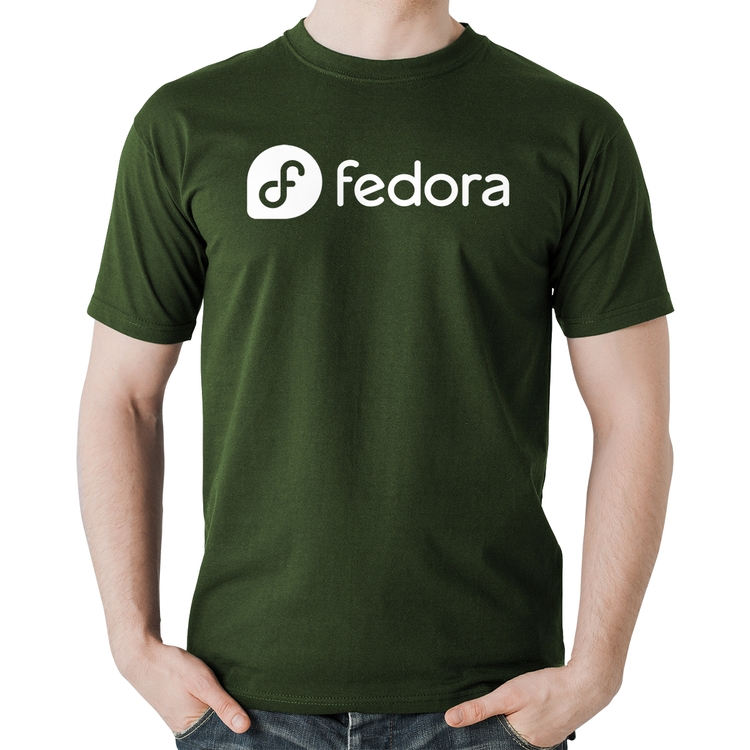 Camiseta Algodão Fedora Linux Logo - Musgo