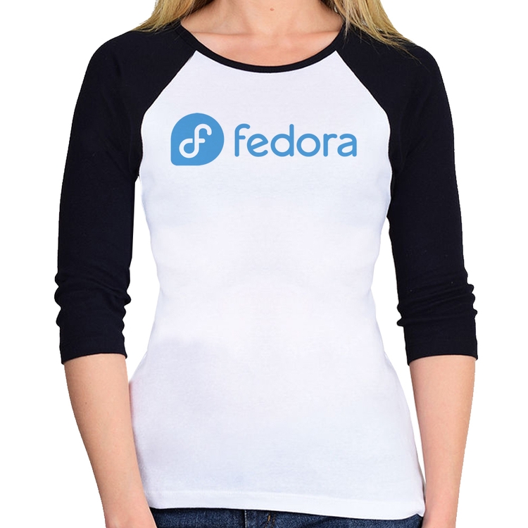 Baby Look Raglan Fedora Linux Logo Manga 3/4