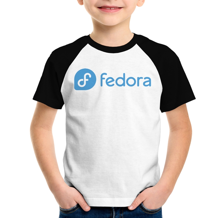 Camiseta Raglan Infantil Fedora Linux Logo