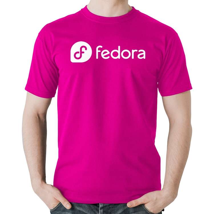 Camiseta Algodão Fedora Linux Logo - Rosa