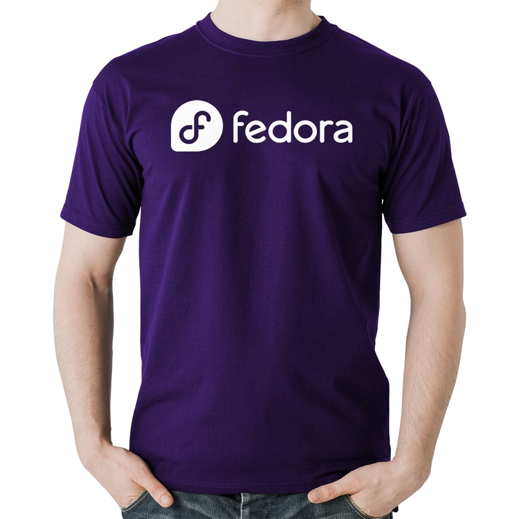 Camiseta Algodão Fedora Linux Logo - Roxa