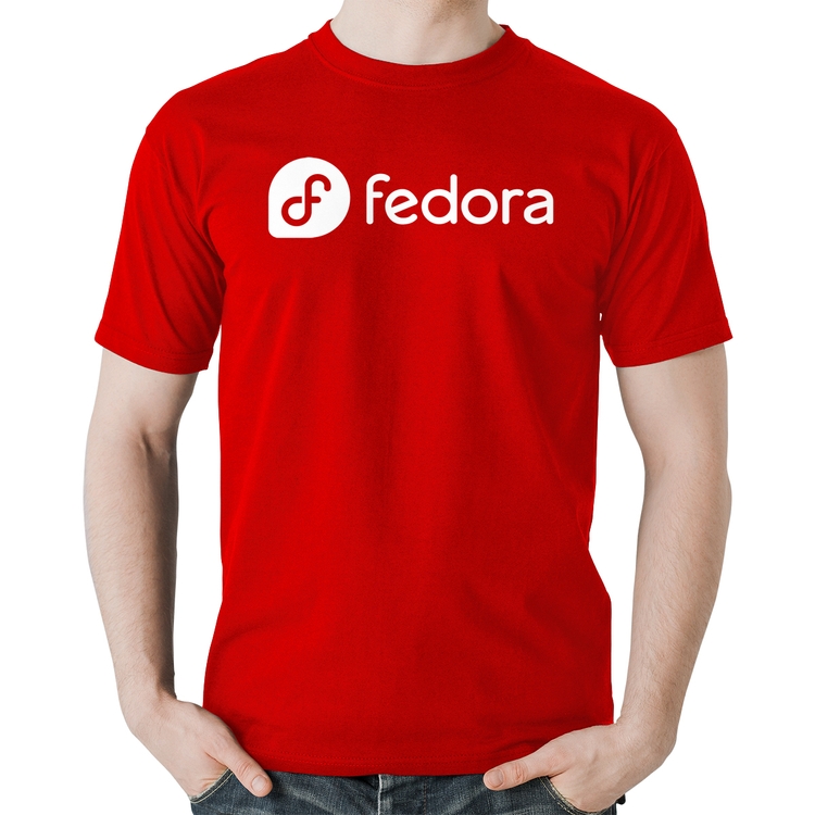 Camiseta Algodão Fedora Linux Logo - Vermelha