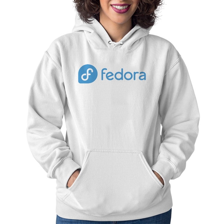 Moletom Feminino Fedora Linux Logo - Branco