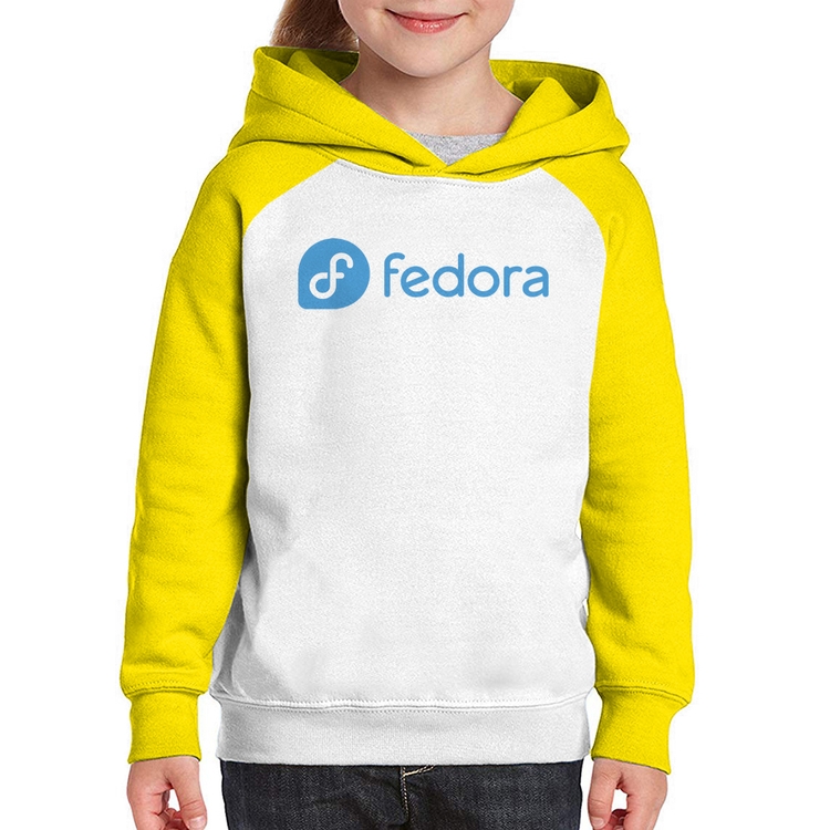 Moletom Infantil Fedora Linux Logo - Branco/Amarelo