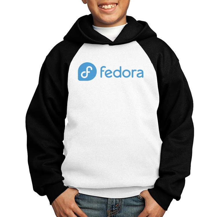 Moletom Infantil Fedora Linux Logo - Branco/Preto