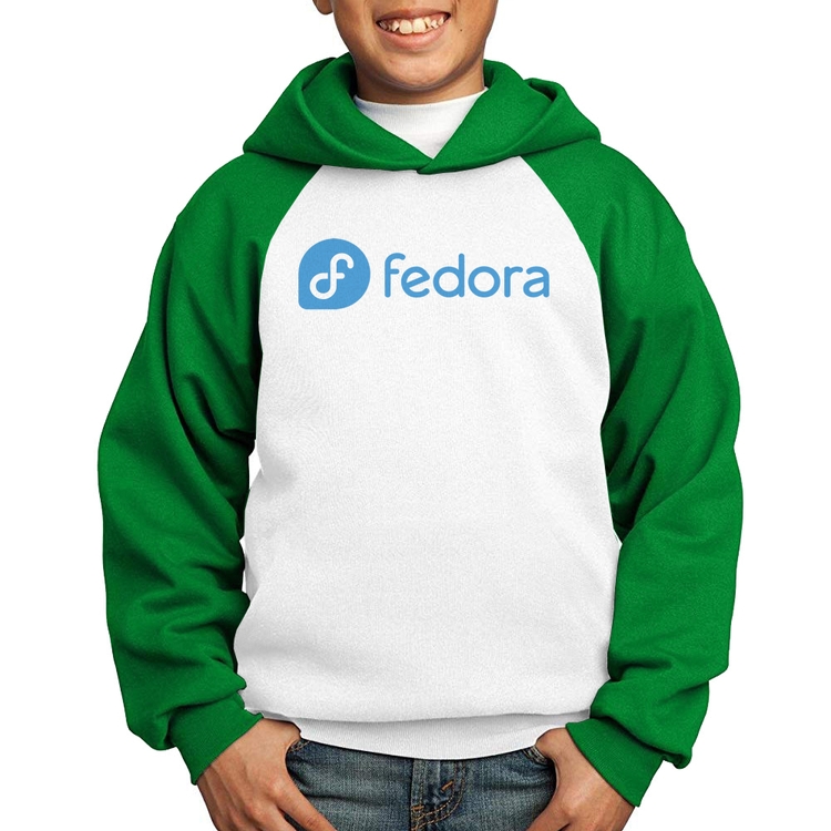 Moletom Infantil Fedora Linux Logo - Branco/Verde