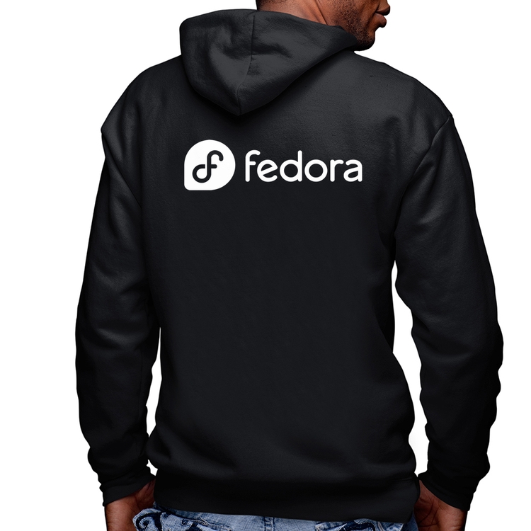 Blusa Moletom Fedora Linux Logo Masculina com Capuz e Zíper