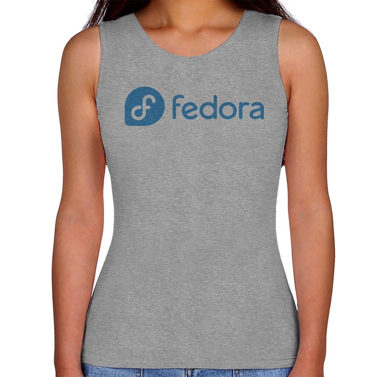 Regata Feminina Fedora Linux Logo - Cinza