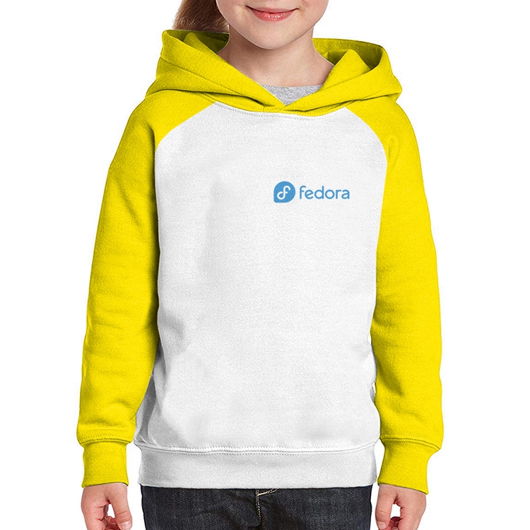 Moletom Infantil Fedora Linux - Branco/Amarelo