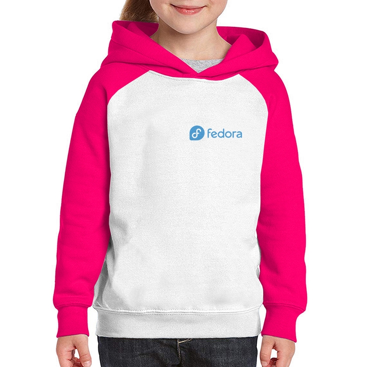 Moletom Infantil Fedora Linux - Branco/Rosa