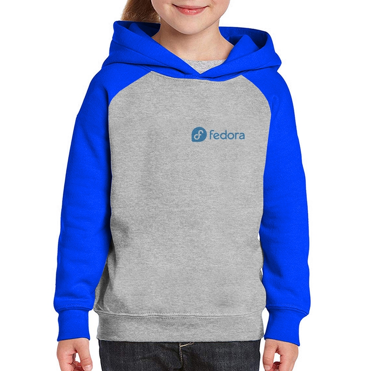 Moletom Infantil Fedora Linux - Cinza/Azul