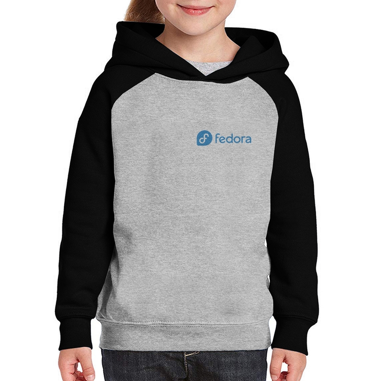 Moletom Infantil Fedora Linux - Cinza/Preto