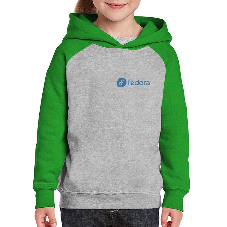 Moletom Infantil Fedora Linux - Cinza/Verde