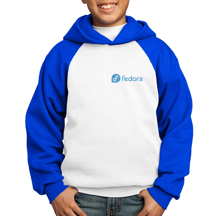 Moletom Infantil Fedora Linux - Branco/Azul
