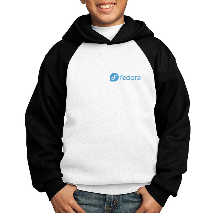 Moletom Infantil Fedora Linux - Branco/Preto