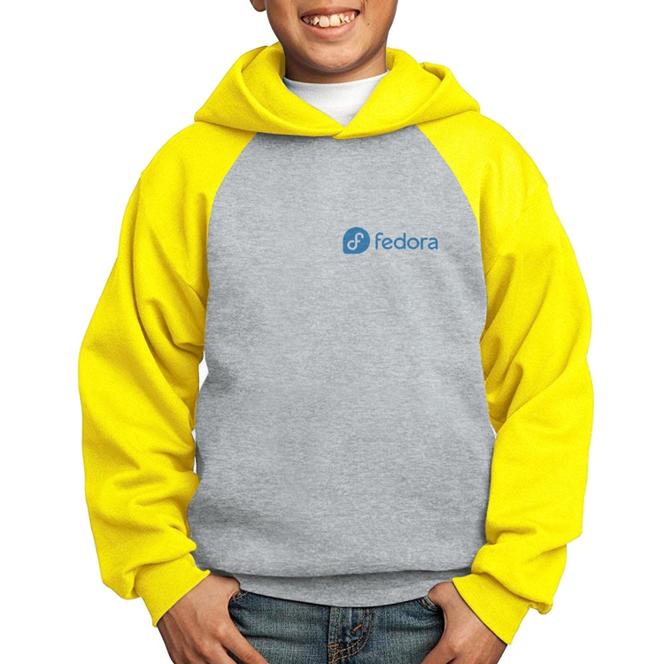 Moletom Infantil Fedora Linux - Cinza/Amarelo