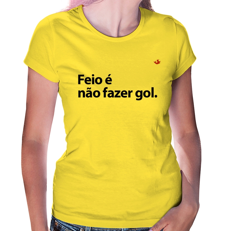 Baby Look Feio é não fazer gol - Amarela