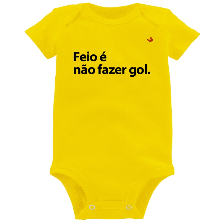 Body Bebê Feio é não fazer gol - Amarelo