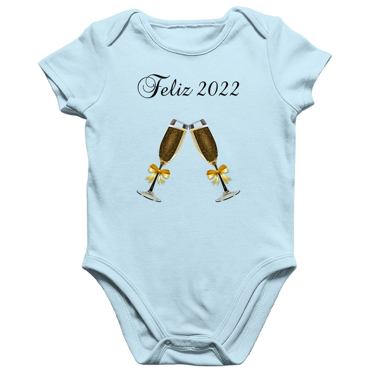 Body Bebê Algodão Feliz 2022 - Azul Bebê