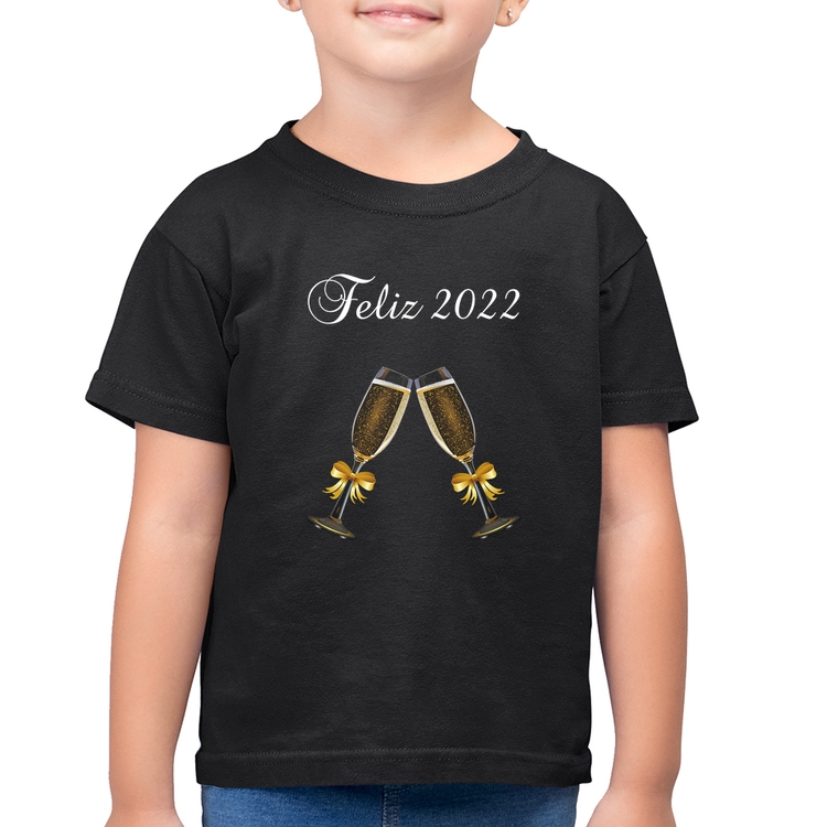 Camiseta Algodão Infantil Feliz 2022
