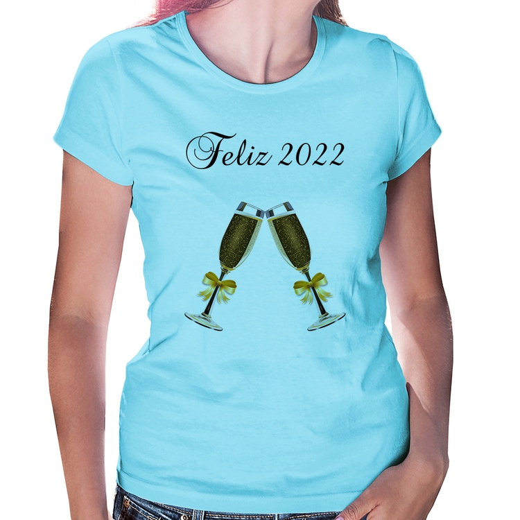 Baby Look Feliz 2022 - Azul Bebê