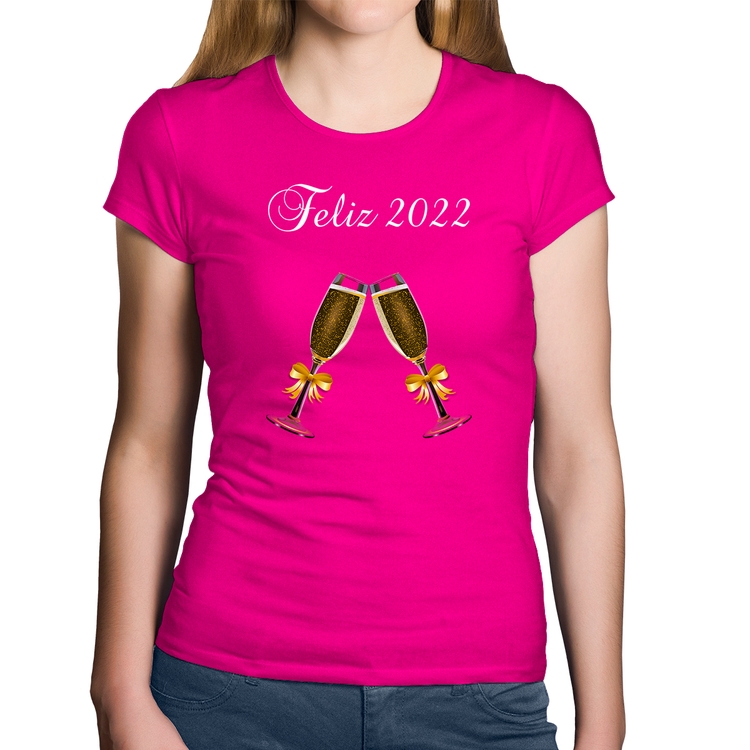 Baby Look Algodão Feliz 2022 - Rosa