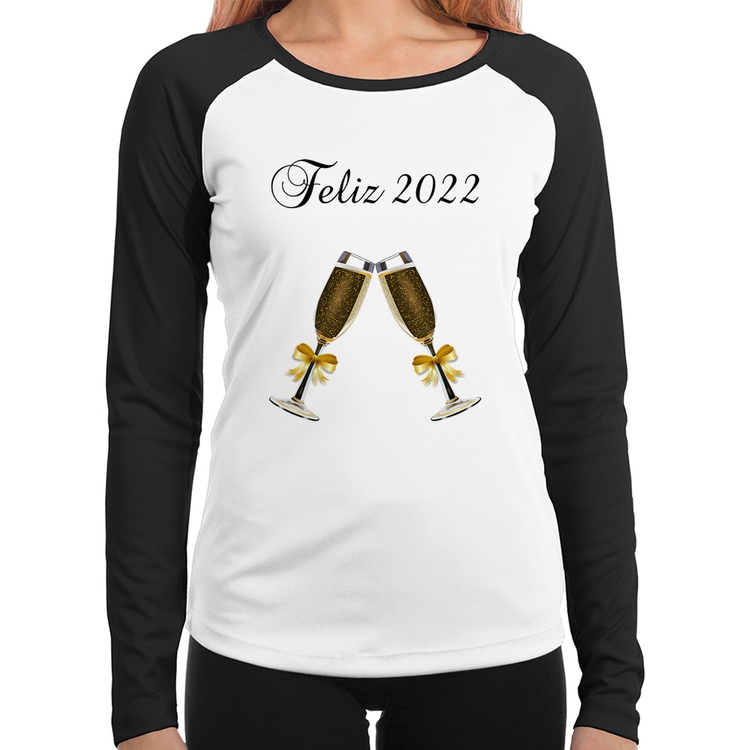 Baby Look Raglan Feliz 2022 Manga Longa