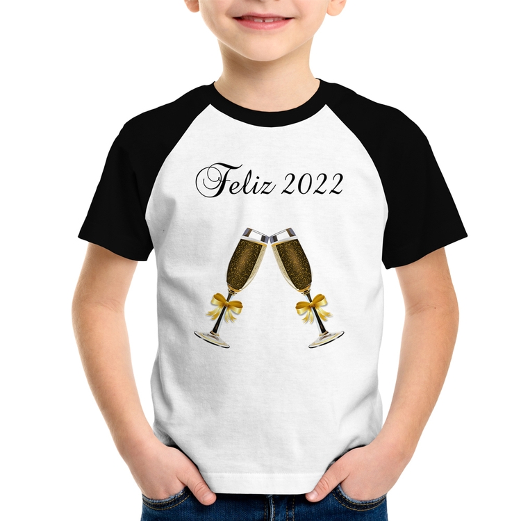 Camiseta Raglan Infantil Feliz 2022