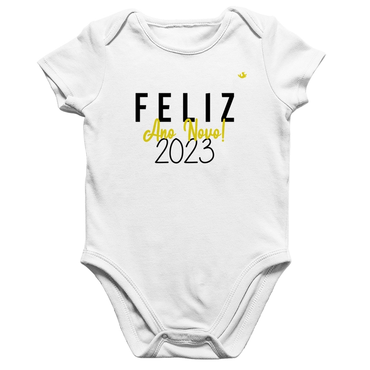 Body Bebê Algodão Feliz Ano Novo 2023 - Branco