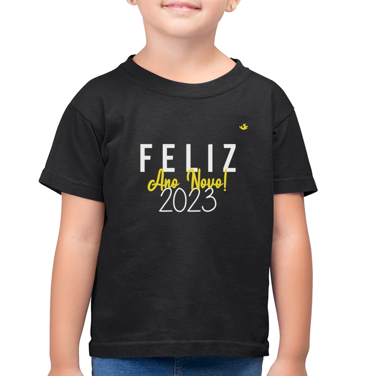 Camiseta Algodão Infantil Feliz Ano Novo 2023