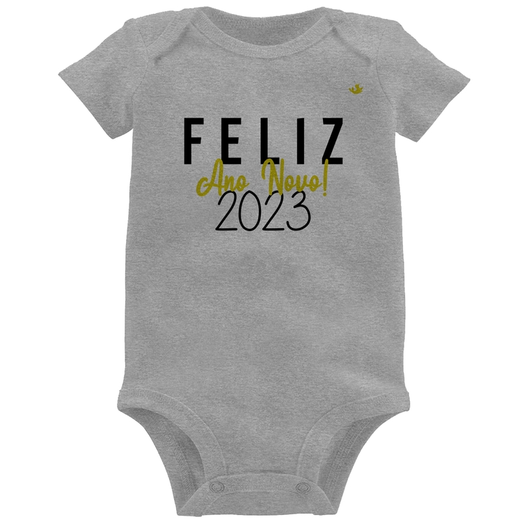 Body Bebê Feliz Ano Novo 2023 - Cinza